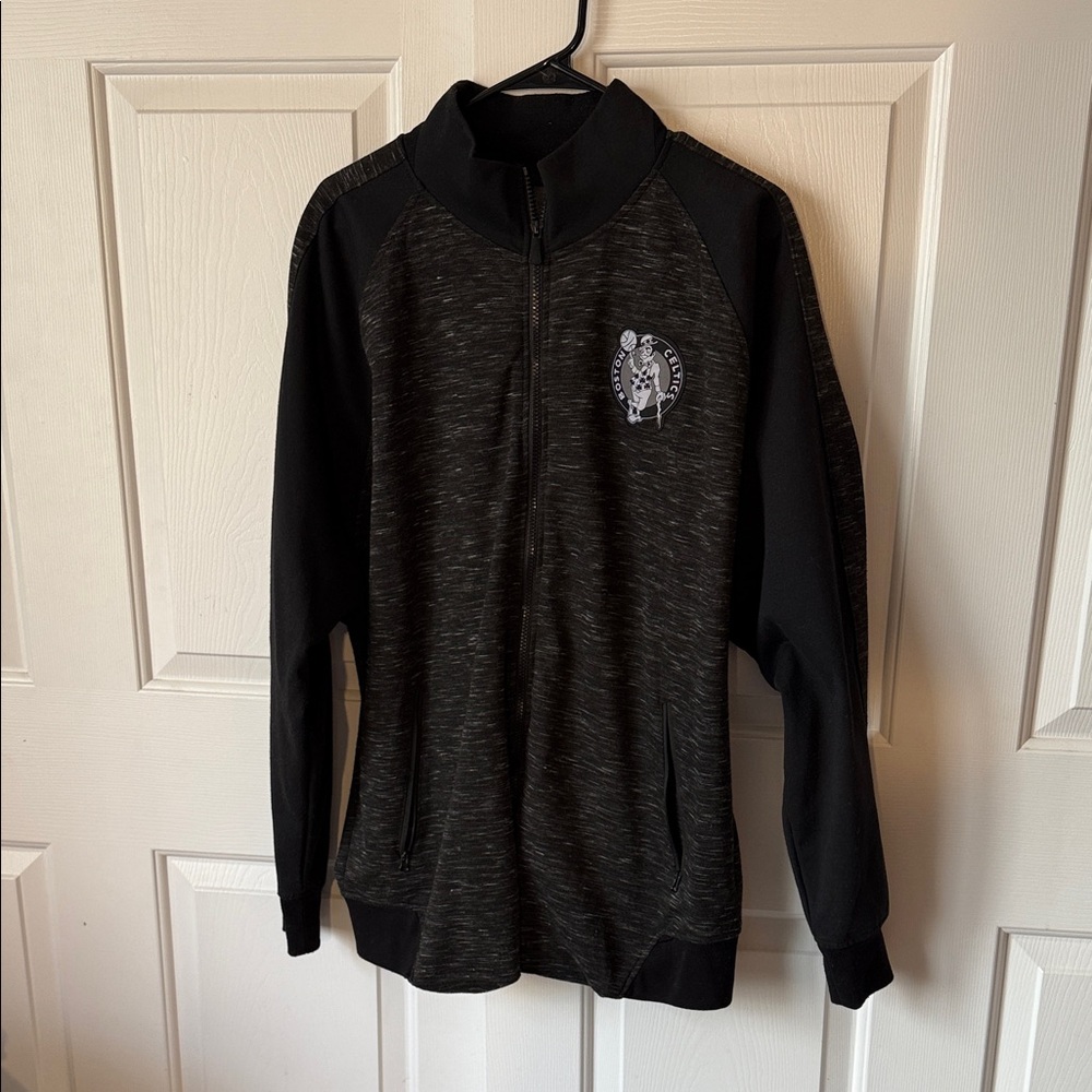 NBA Boston Celtics Black and Charcoal Men's Zip-Up Sweatshirt